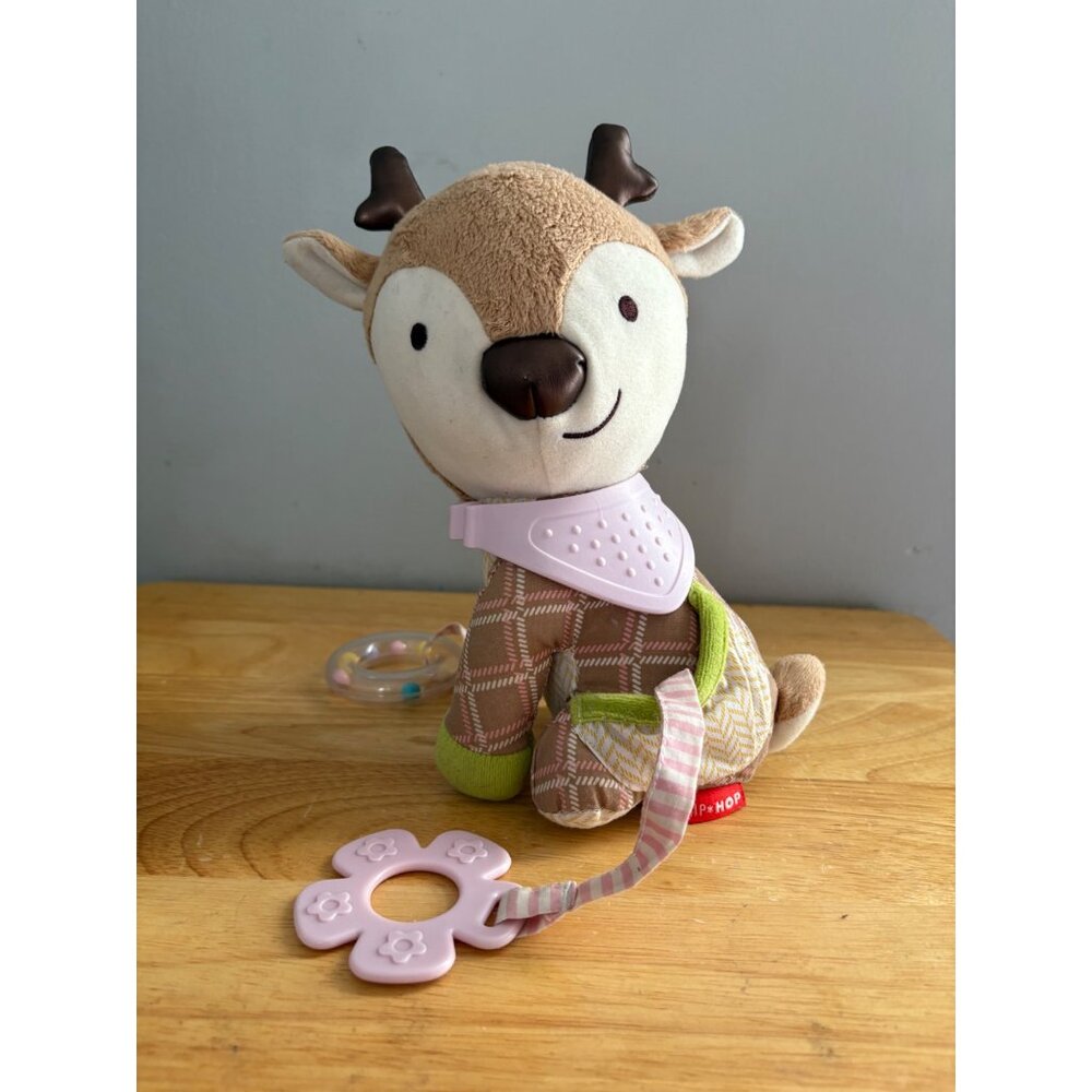Skip Hop Plush Deer Fawn Baby Teether Toy With Rattle & Soft Textured Teething